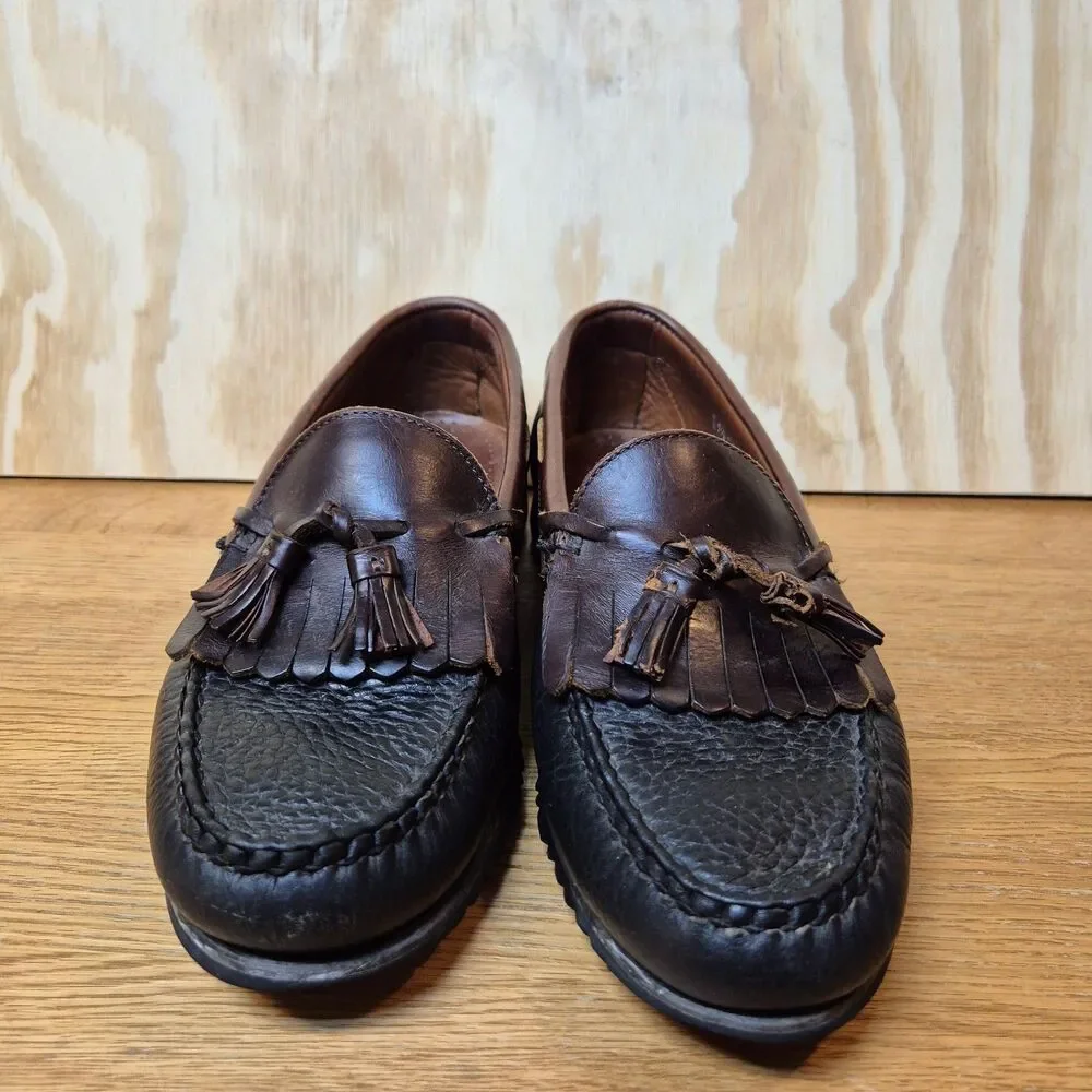 Allen Edmonds Nashua Men's 9.5D Black Brown Leather Tassel Kiltie Loafers